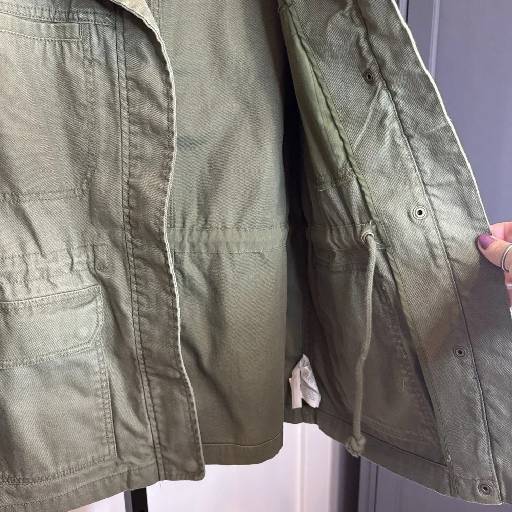 Madewell Utility Cargo Jean Denim Jacket Women's M Olive Green Long Sleeve - Picture 3 of 10